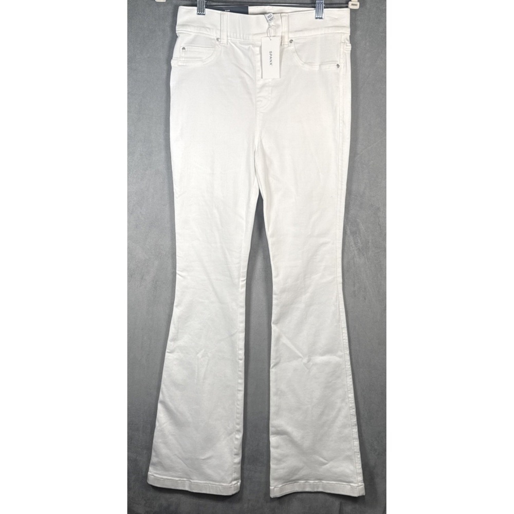NWT Spanx Women's Flare Jeans White Denim Pull-On Stretch High Rise Size Small